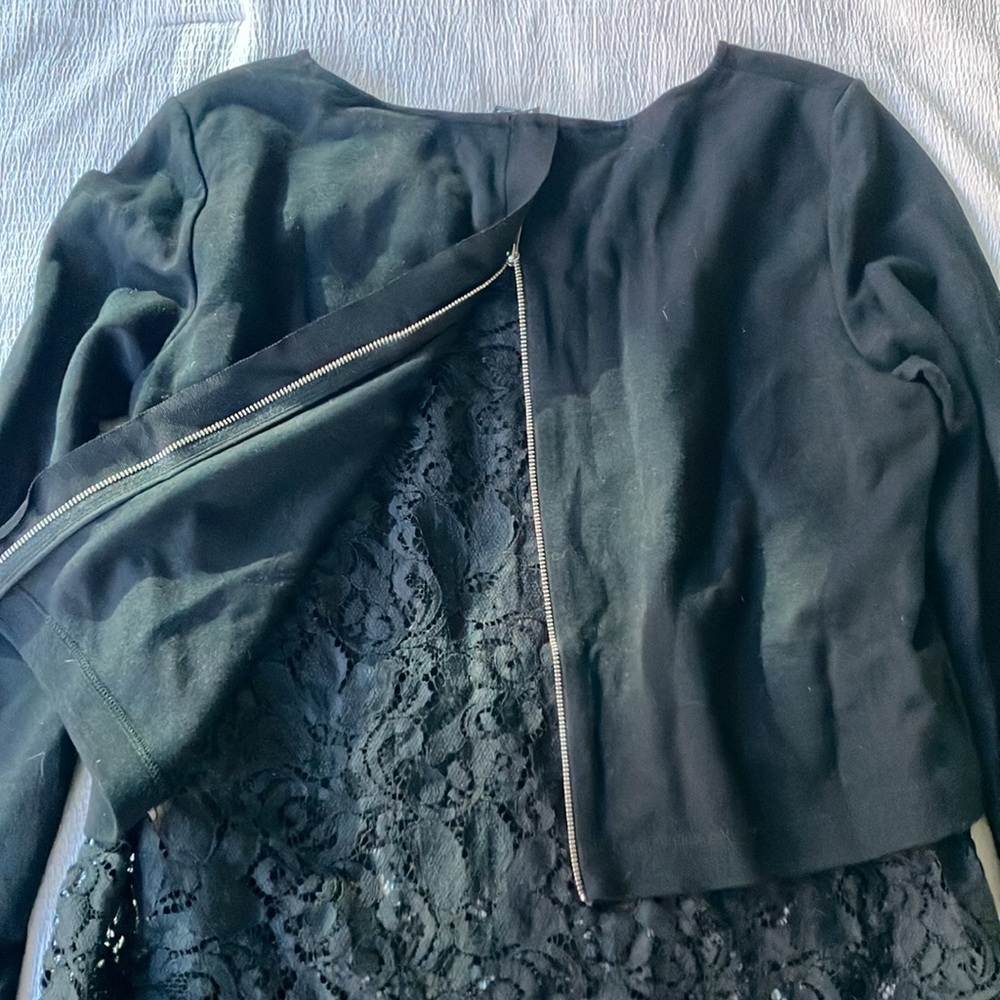 Theory Black Lace Long Sleeve Shirt- Size Small - Picture 7 of 11